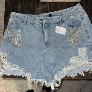 Sparkley fringe shorts